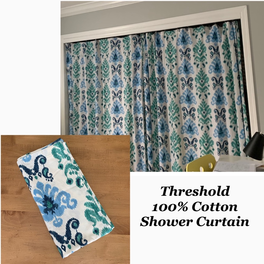 Threshold White and Blue Shower Curtain